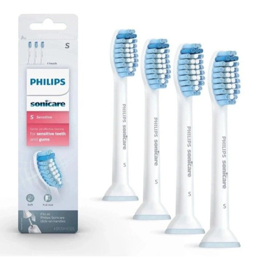 4 Pack of White Sensitive Replacement Toothbrush Heads For Philips Sonicare
